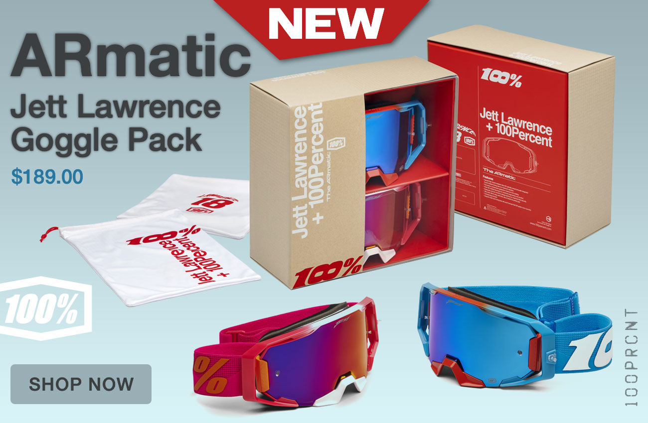 New 100% Jett Lawrence ARmatic Limited Edition Goggle Pack