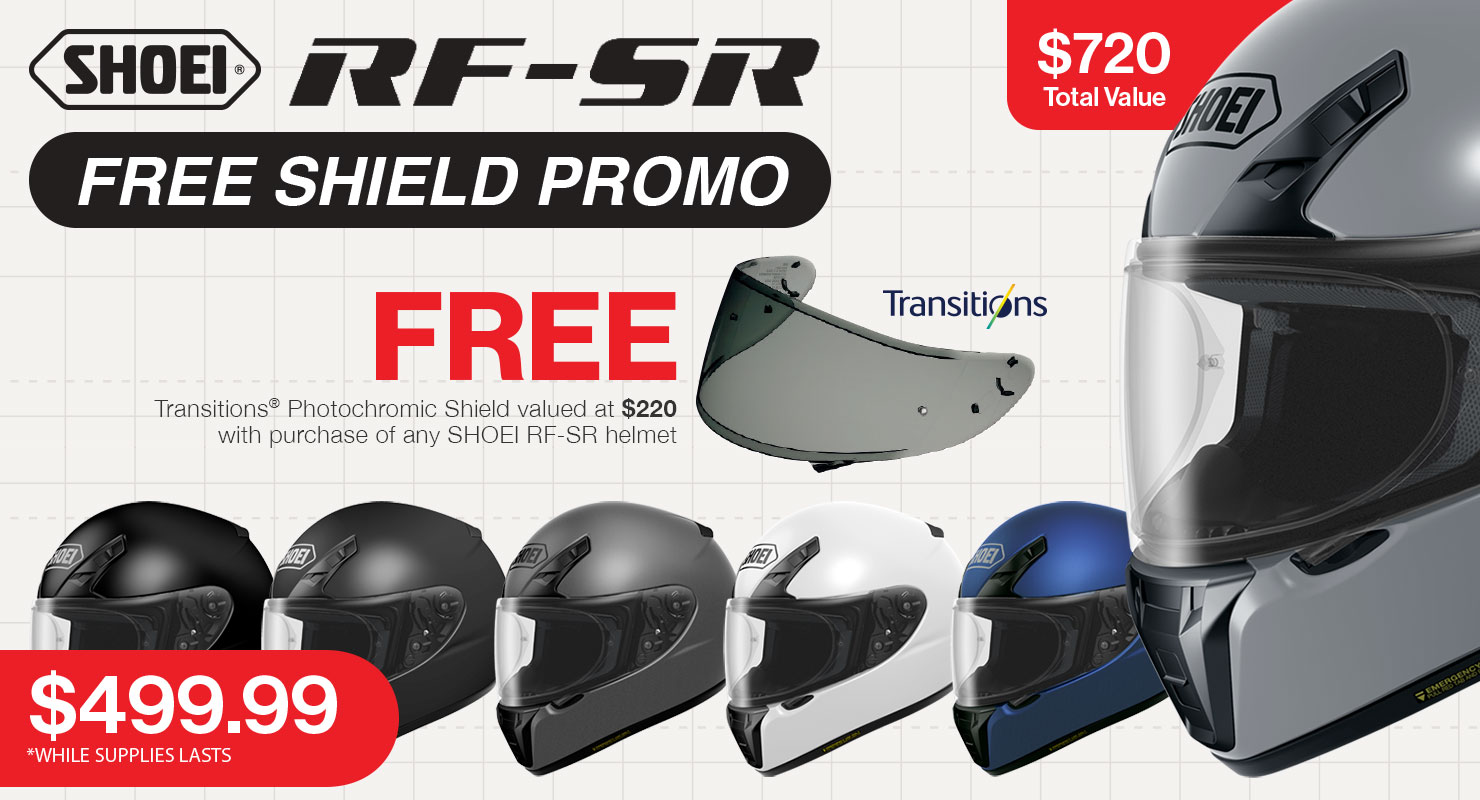 SHOEI Free Transitions shield with purchase of SHOEI RF-SR